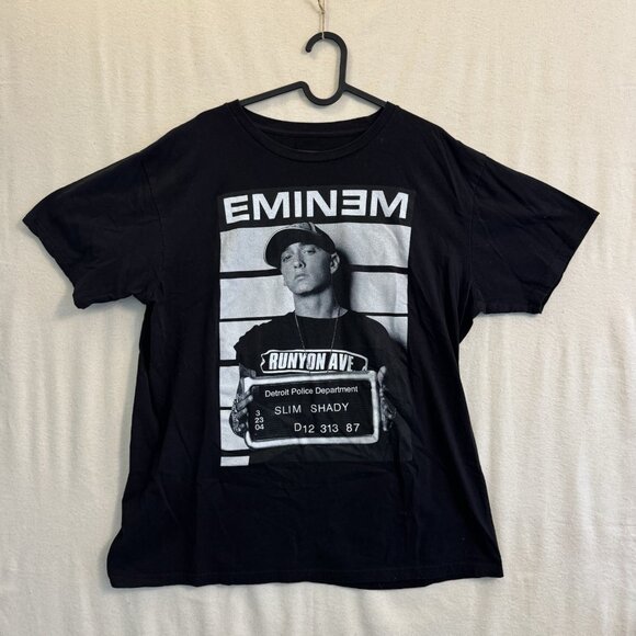 Vintage 2000s Y2K Eminem Slim Shady Mug Shot Runyon Ave Rap Hip Hop T-Shirt, M L - Picture 1 of 5